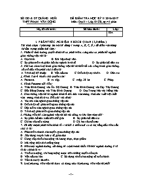 Đề kiểm tra học kỳ II môn Địa lý Lớp 10 (Cơ bản) - Năm học 2016-2017 - Trường THPT Phạm Văn Đồng